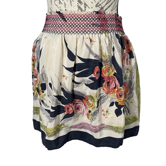 Kimchi & Blue Boho Silk Floral Mini Skirt Size Medium Smocked Waist - Picture 1 of 9